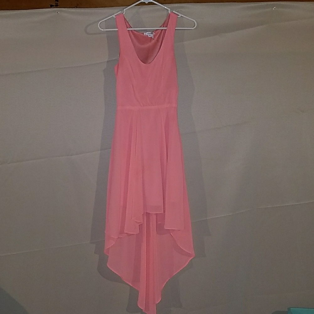 Coral hi lo dress